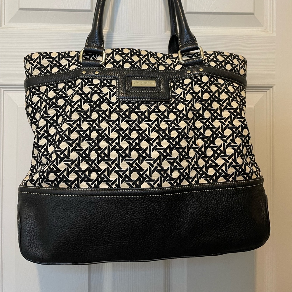 Kate Spade Black and White Leather Tote Laptop Bag
